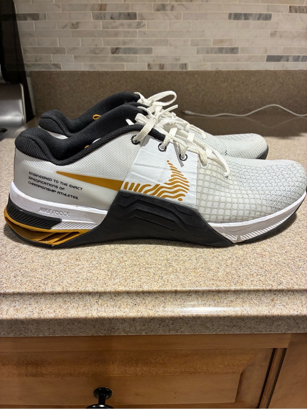 Nike Metcon 8 Men’s White, black and Gold Training Shoes
